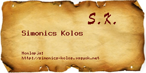Simonics Kolos névjegykártya